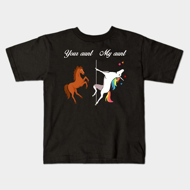 Your Aunt My Aunt Unicorn Kids T-Shirt by Xizin Gao